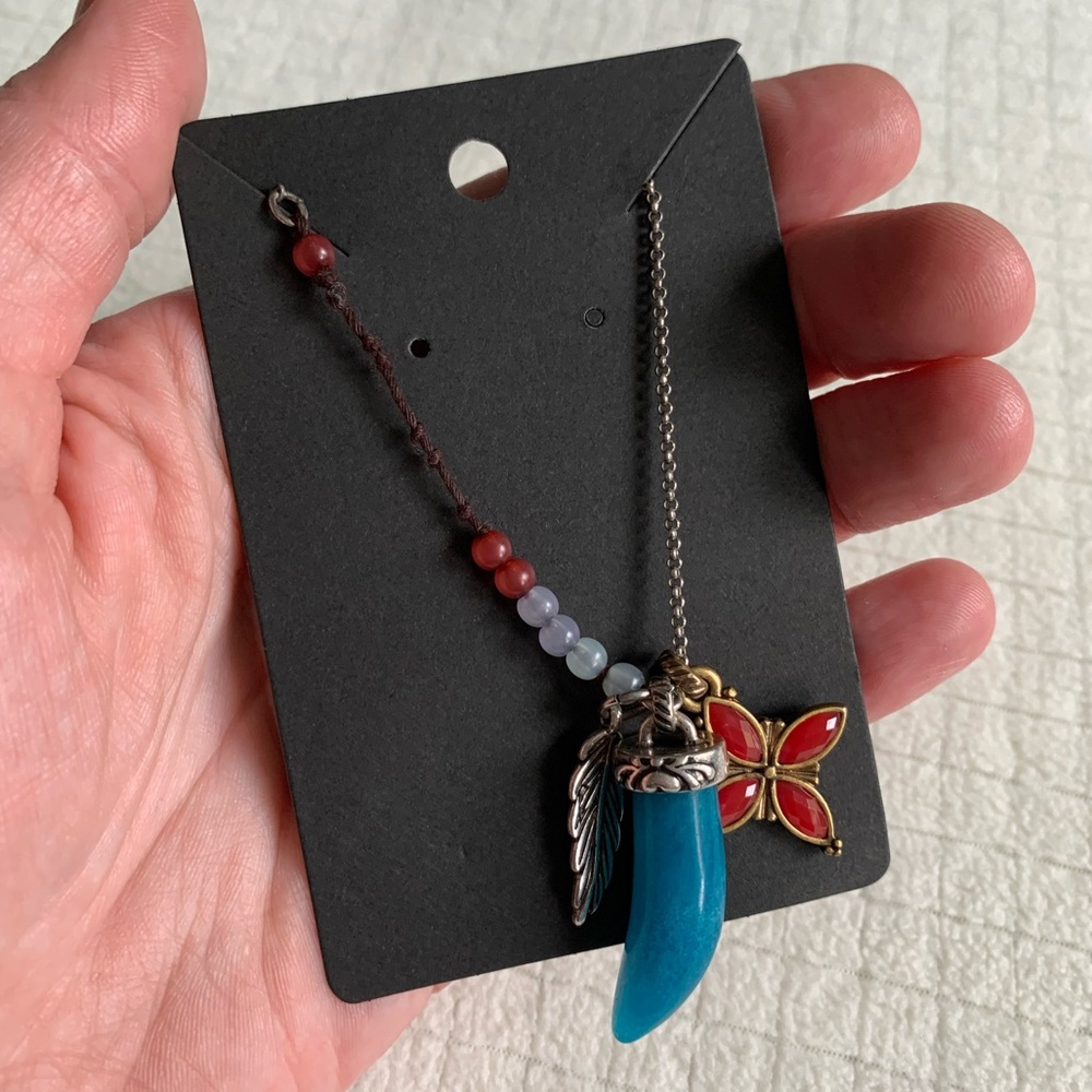 Lucky Brand teal horn necklace